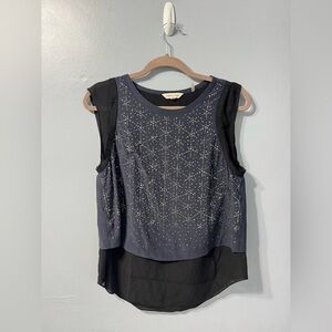 Rebecca Taylor Crystal Studded Silk Blouse Women’s Size 8‎